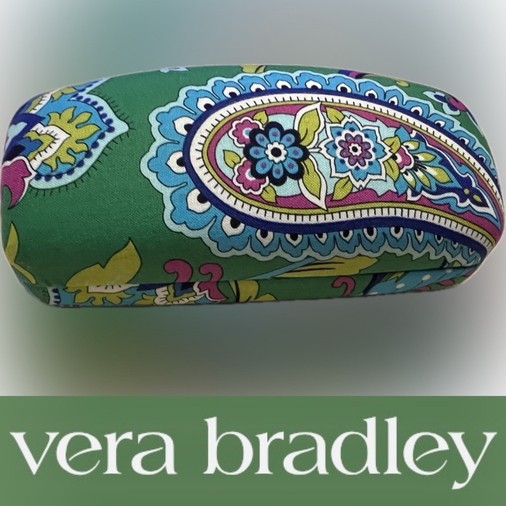 💚💐👓New? Green Floral Paisley Clamshell Eye Glasses Sunglasses Case Vera Bradley